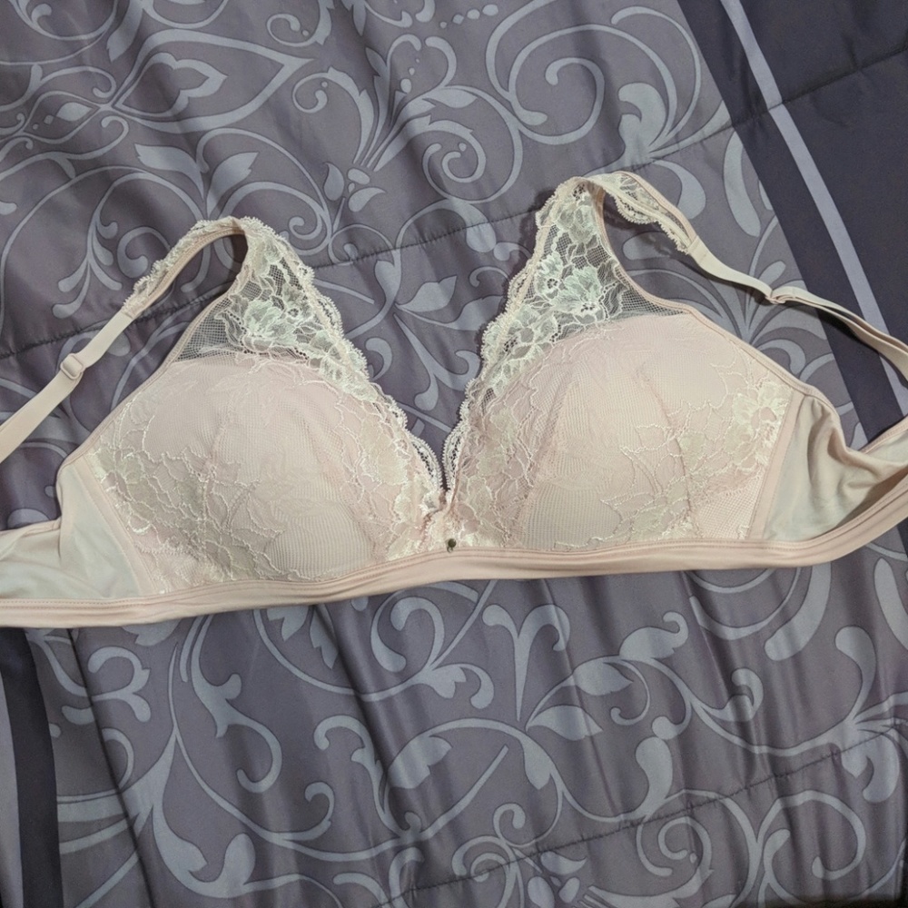 Pink lace bra